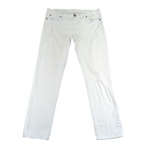 KUT from the Kloth Catherine Boyfriend Jeans White Distressed Size 12